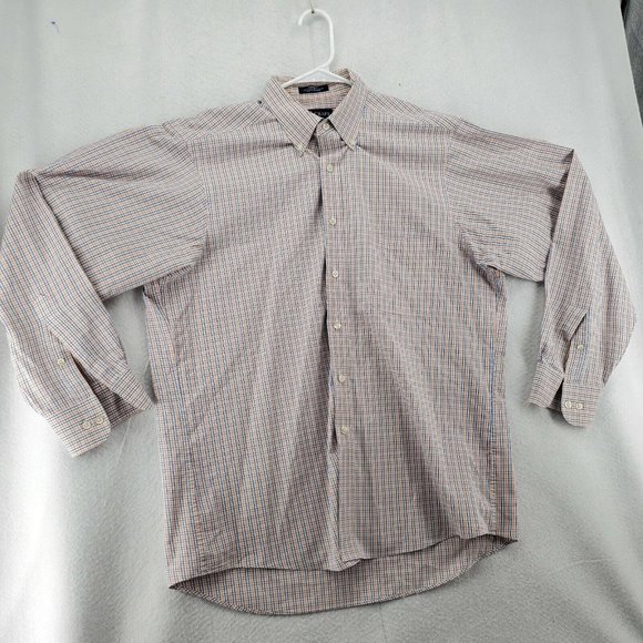 Chaps Shirt Men's Long Sleeve Classic Fit Plaid Casual Button Up White 16.5 - Picture 3 of 11